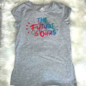 Adidas Girls The Future is Ours Graphic T-shirt Size Medium 10-12